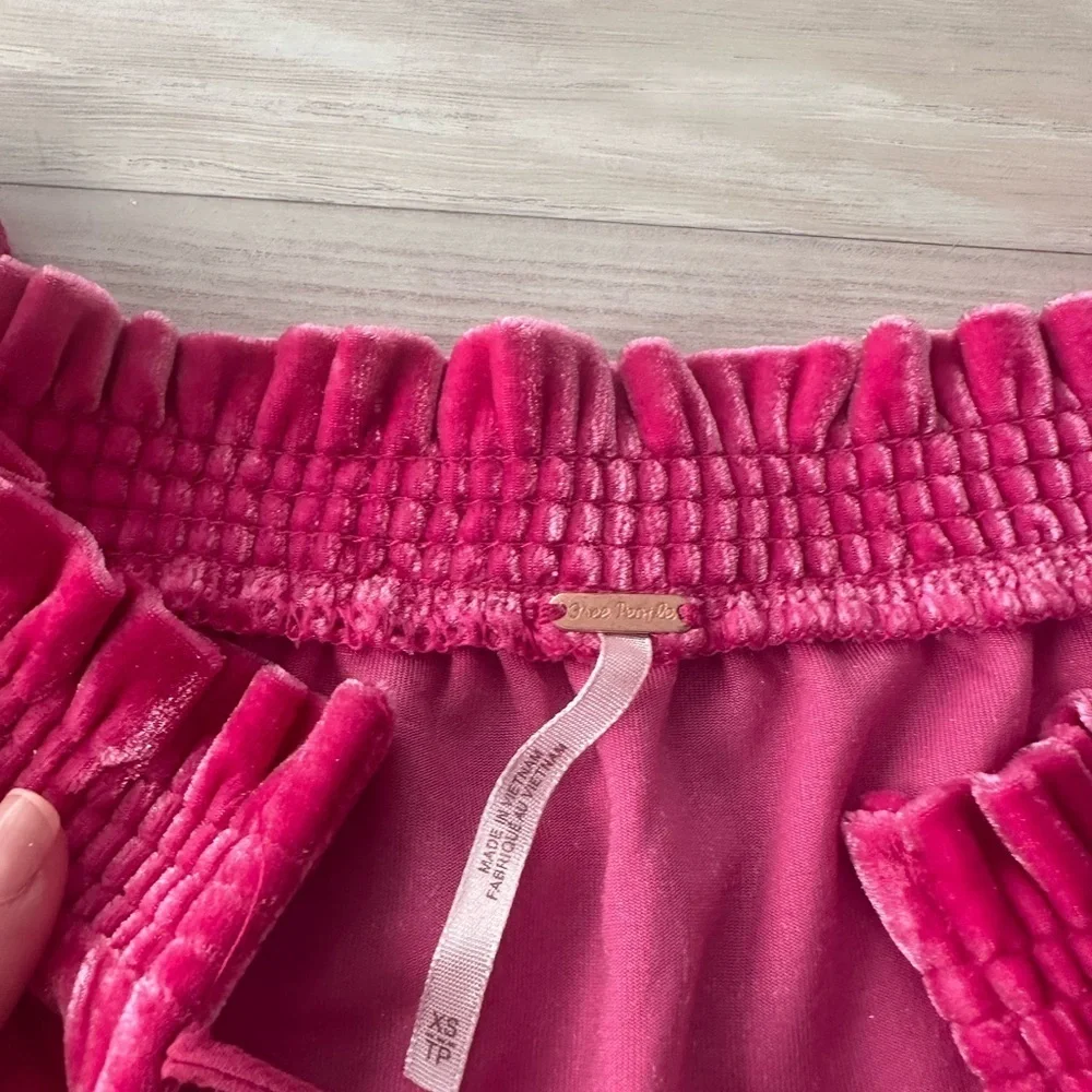 Free People Terese Velvet Ruffle Sleeve Top
